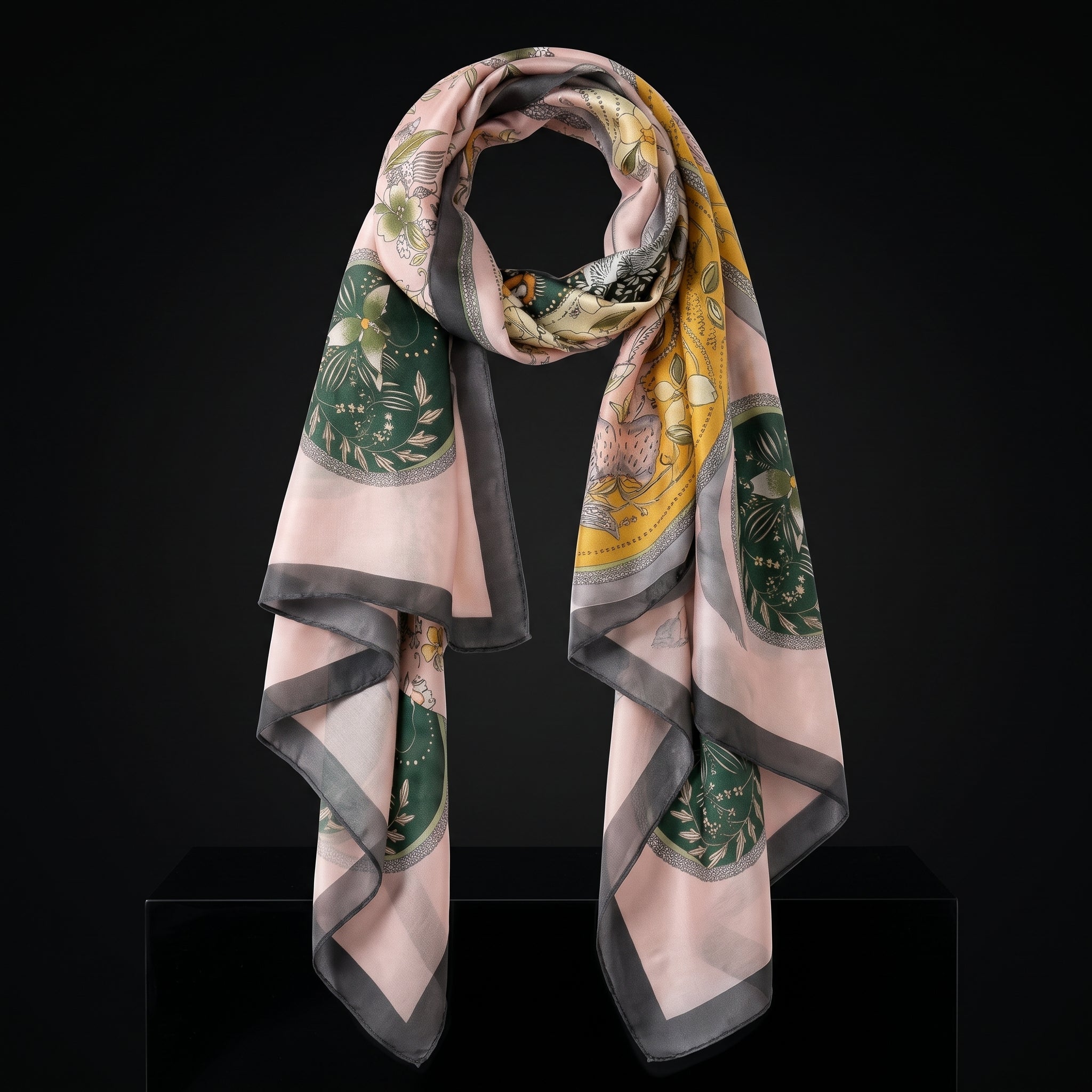 Trillion London® Spring Collection Designer Silk Scarf - Blue Floral