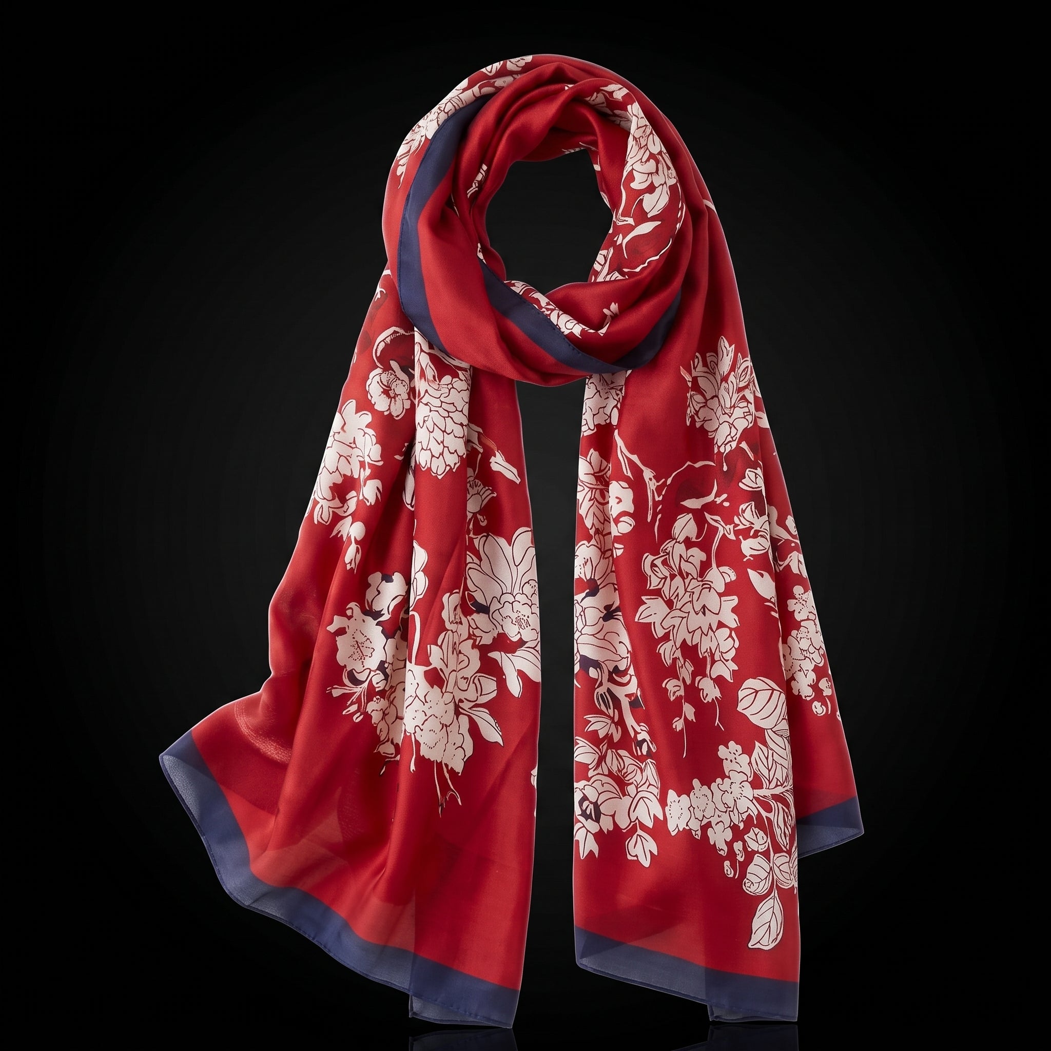 Trillion London® Spring Collection Designer Silk Scarf - Blue Floral