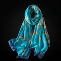 Trillion London® Spring Collection Designer Silk Scarf - Blue Floral