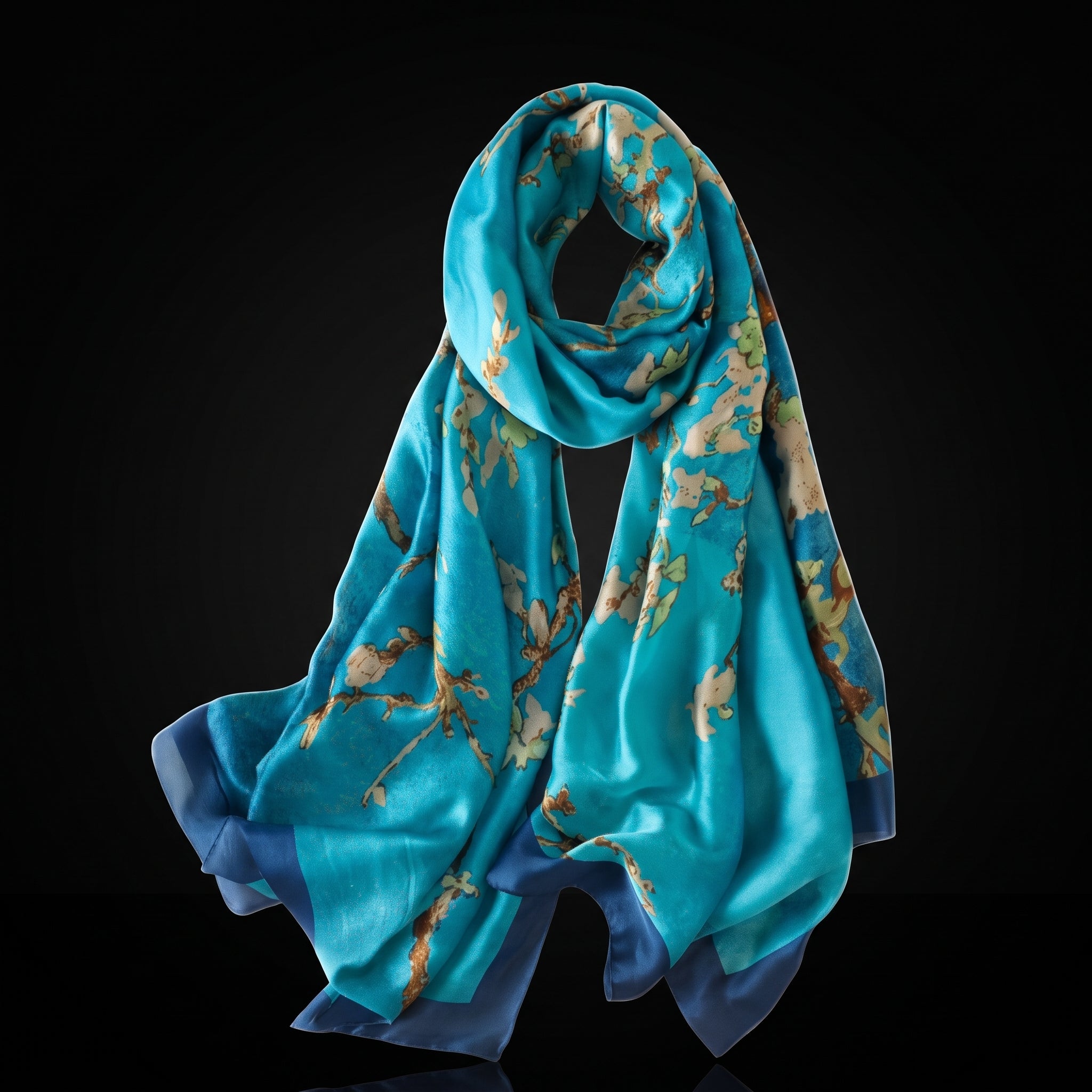 Trillion London® Spring Collection Designer Silk Scarf - Blue Floral