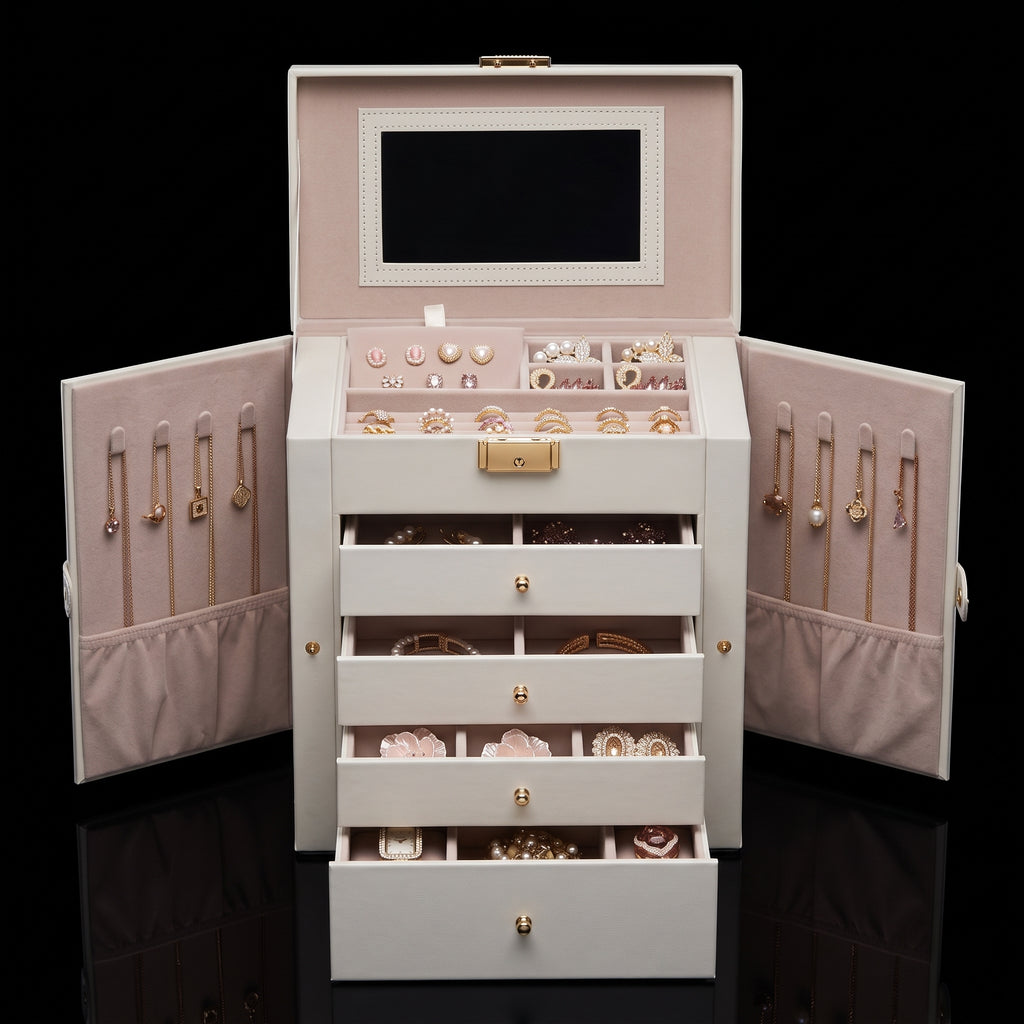 SONGMICS 6-Tier Jewellery Box with Mirror & Lock - JBC152W01
