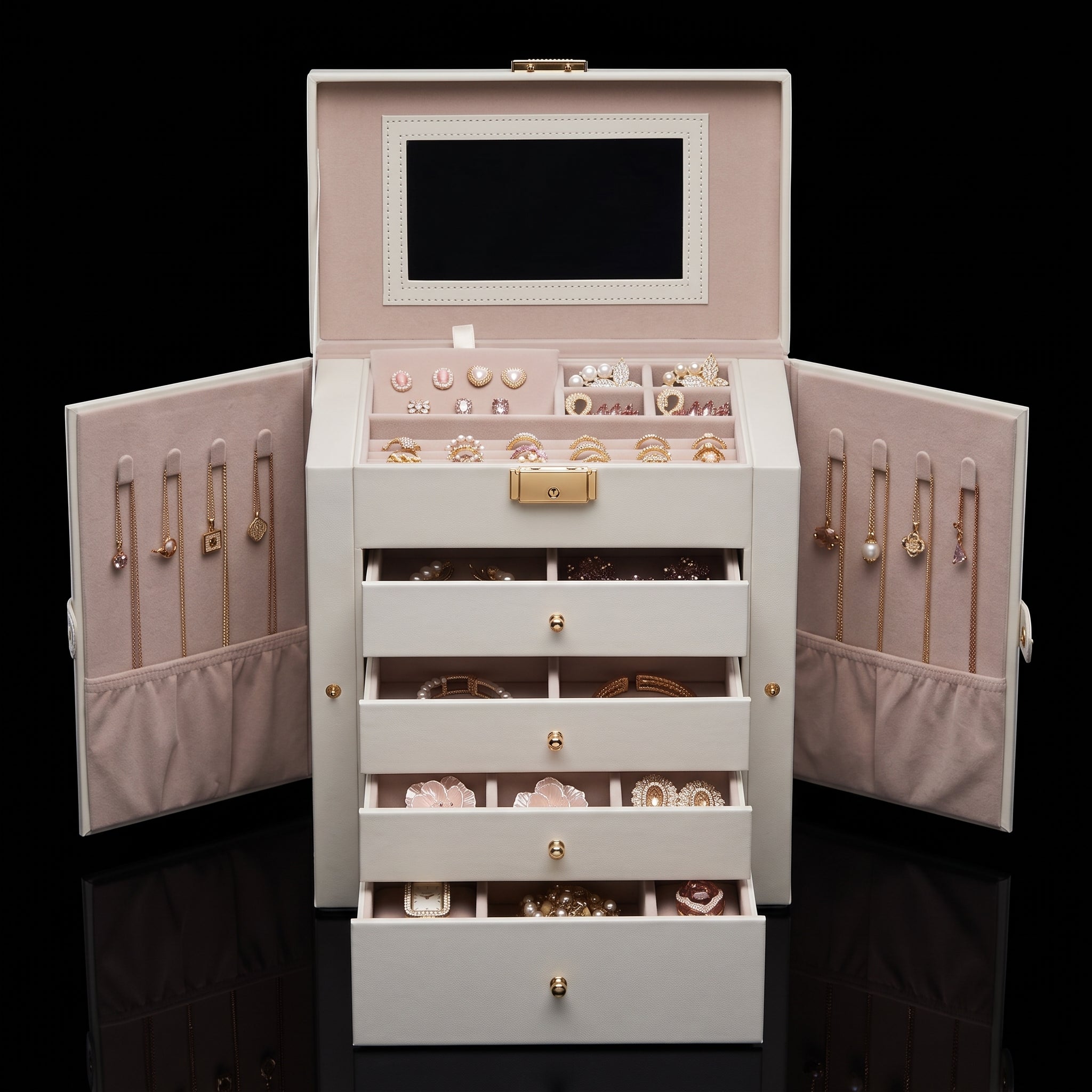 SONGMICS 6-Tier Jewellery Box with Mirror & Lock - JBC152W01