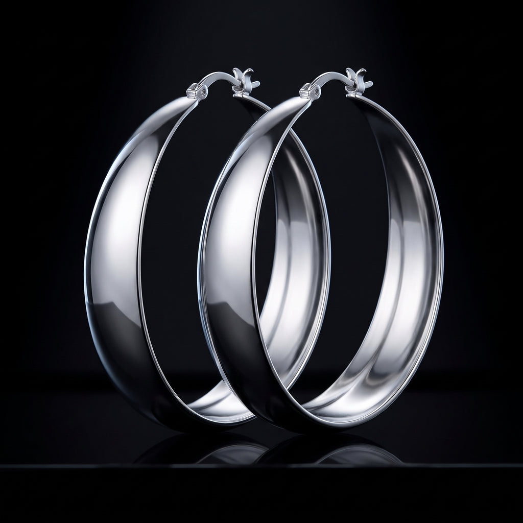 Senteria Chunky Hoop Earrings - 925 Sterling Silver, 14K Gold Plated