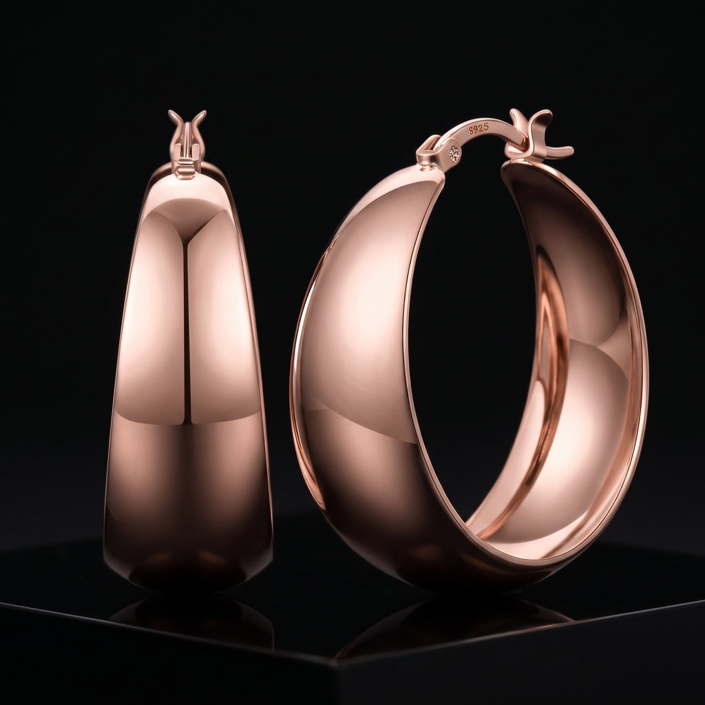 Senteria Chunky Hoop Earrings - 925 Sterling Silver, 14K Gold Plated