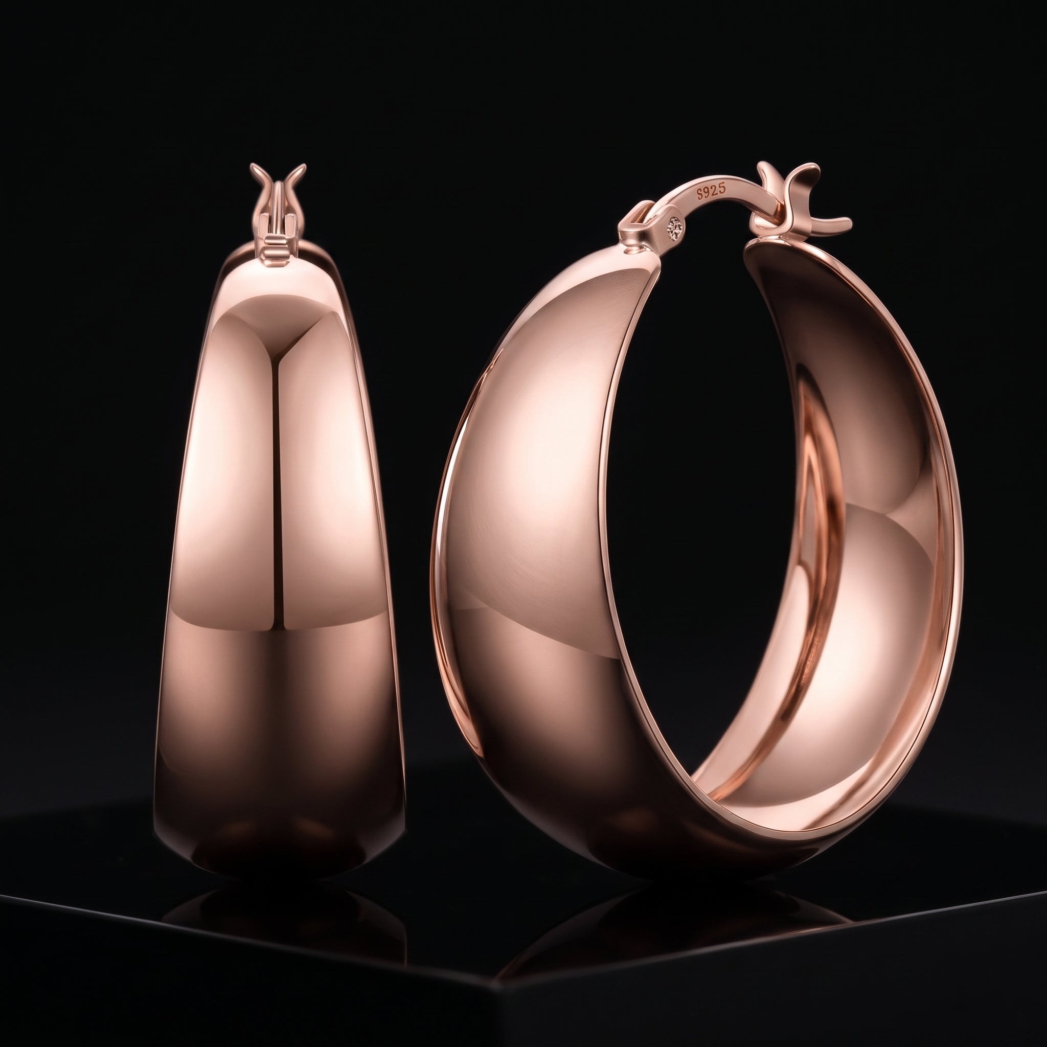 Senteria Chunky Hoop Earrings - 925 Sterling Silver, 14K Gold Plated