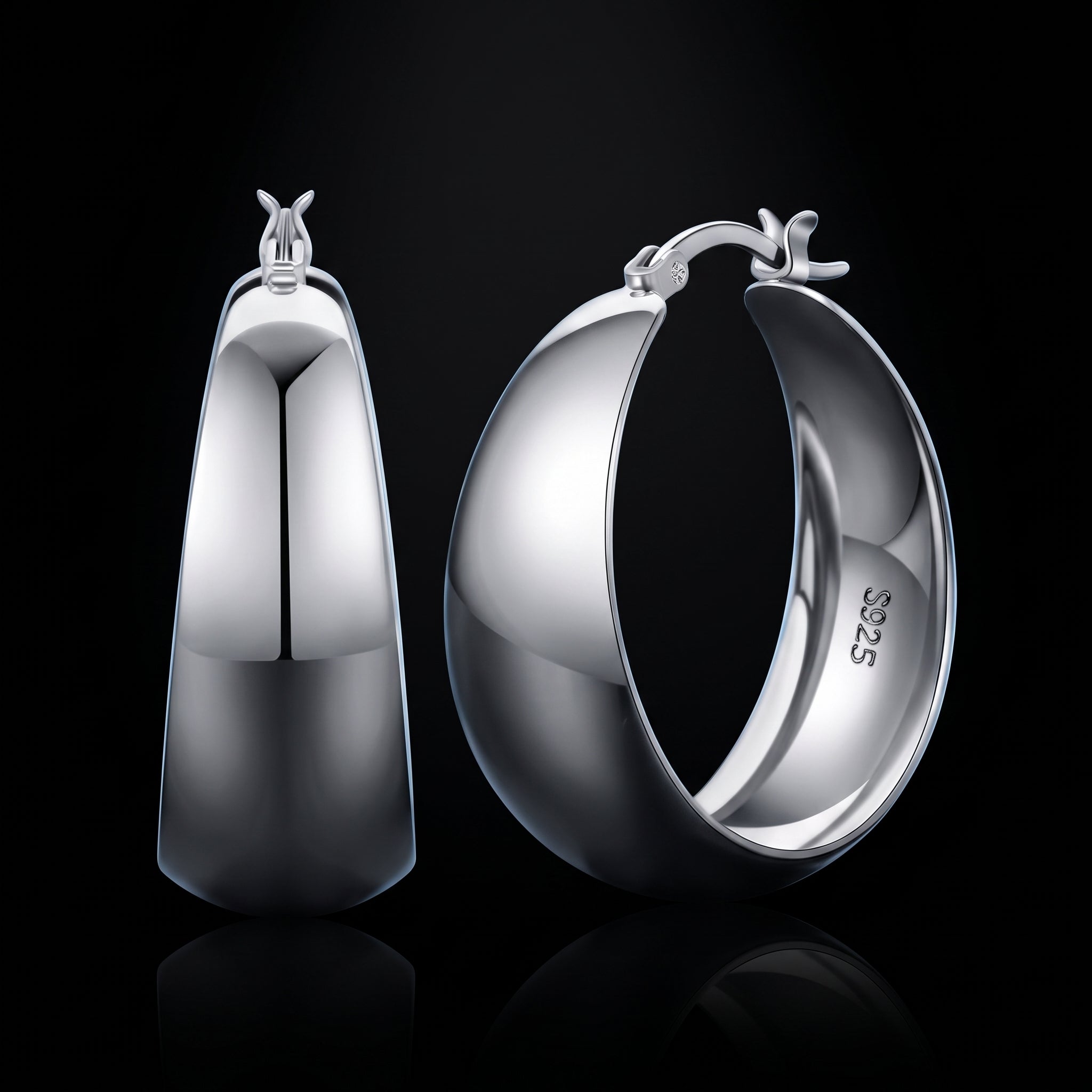 Senteria Chunky Hoop Earrings - 925 Sterling Silver, 14K Gold Plated