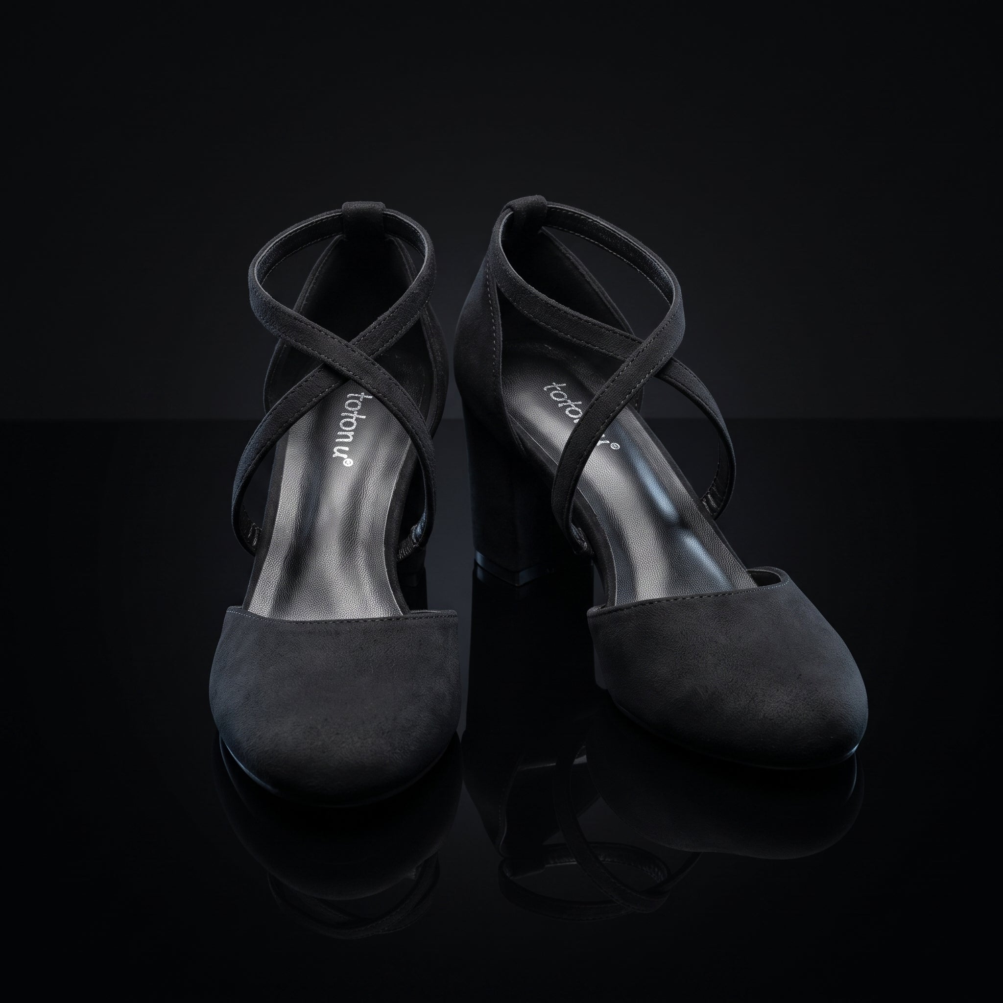 Greatonu Women's Court Shoes - Mid Heel Ankle Strap Party Pumps