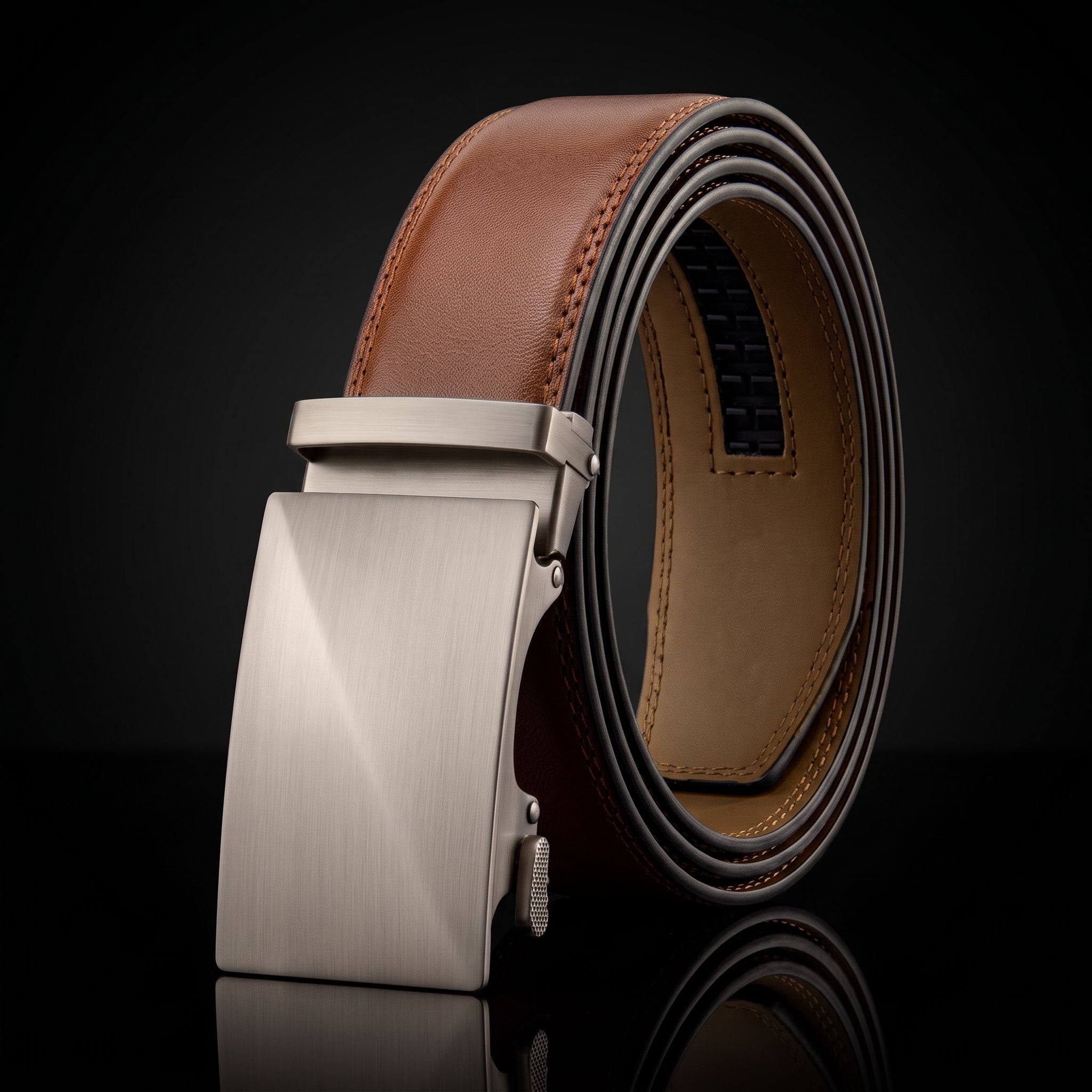 CHAOREN Ratchet Belt for Men - Genuine Leather, 32-38" Waist Adjustable