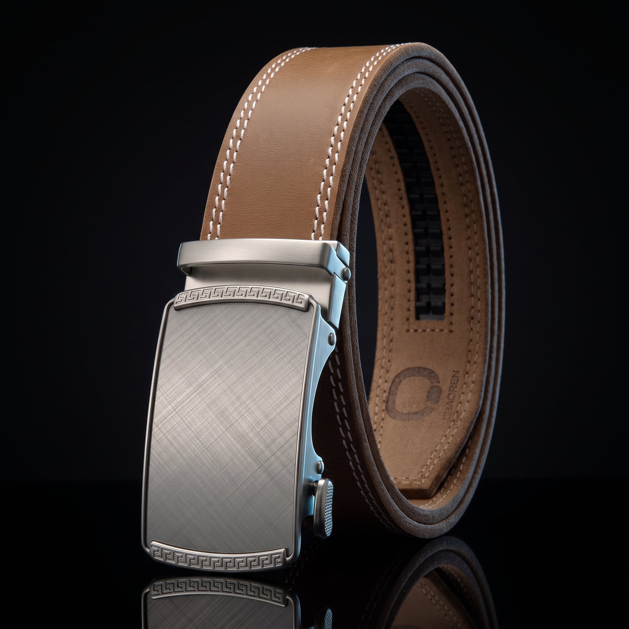CHAOREN Ratchet Belt for Men - Genuine Leather, 32-38" Waist Adjustable
