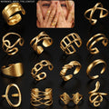 LOLIAS 14Pcs Chunky Stacking Rings Set - Stainless Steel Adjustable Knuckle Rings
