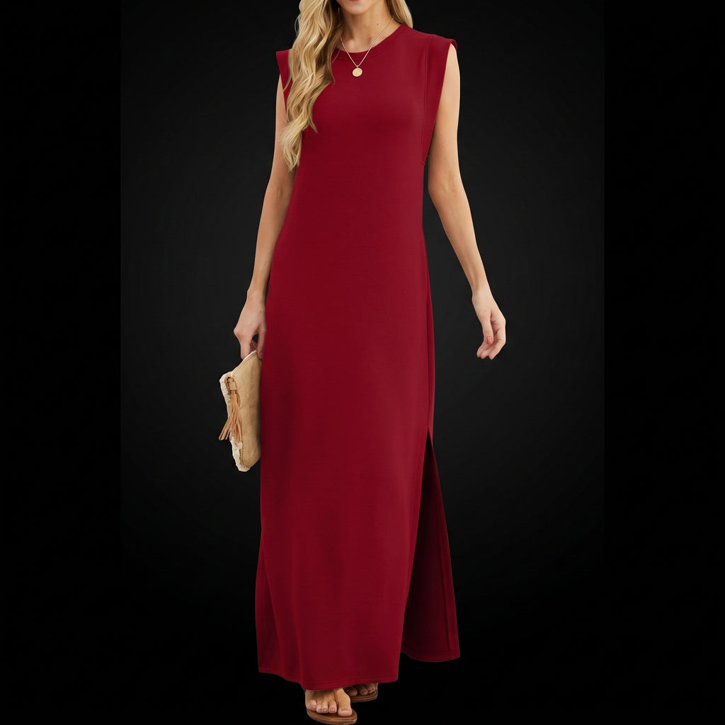 GRECERELLE Women's Summer Maxi Dress - Sleeveless with Split and Pockets