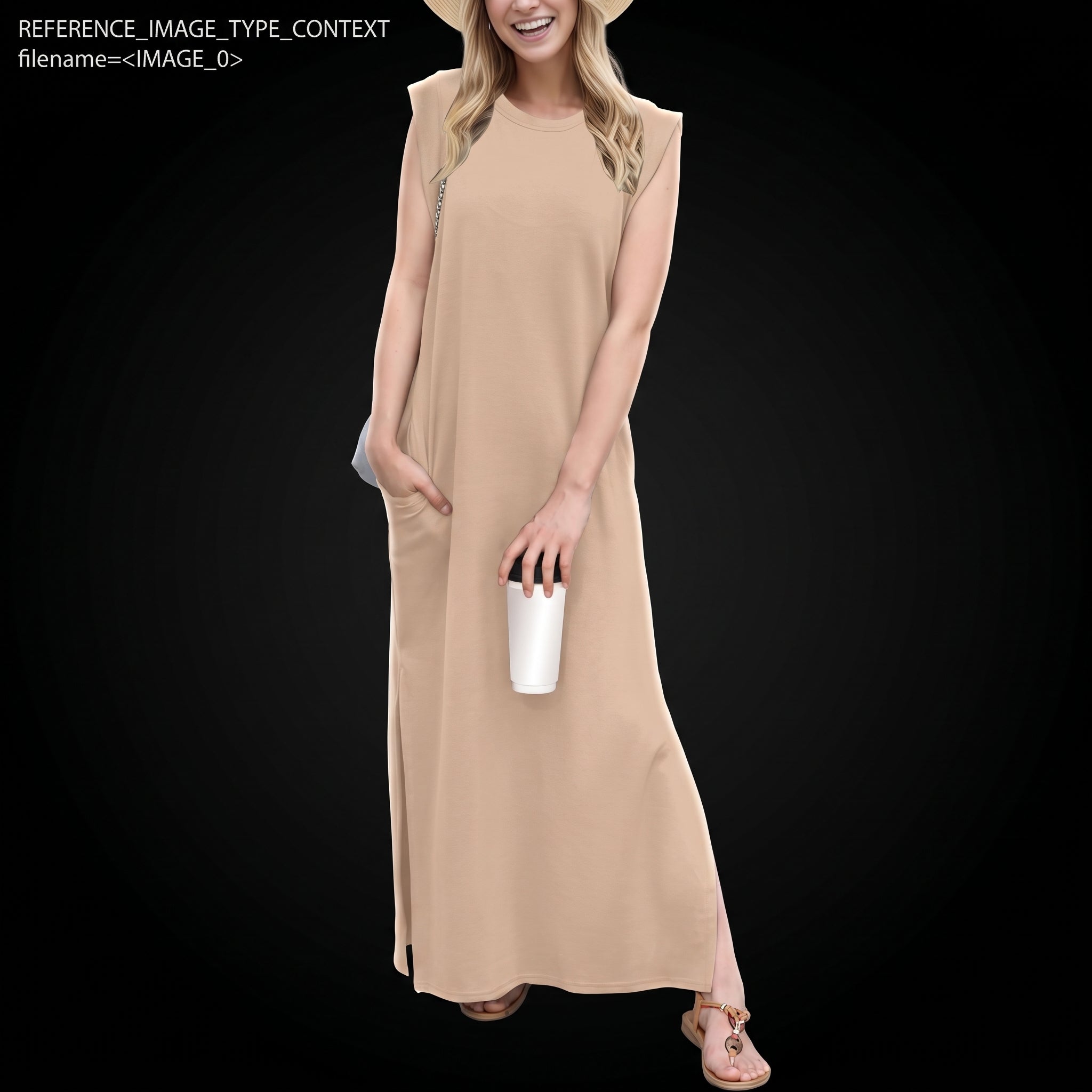 GRECERELLE Women's Summer Maxi Dress - Sleeveless with Split and Pockets