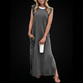 GRECERELLE Women's Summer Maxi Dress - Sleeveless with Split and Pockets