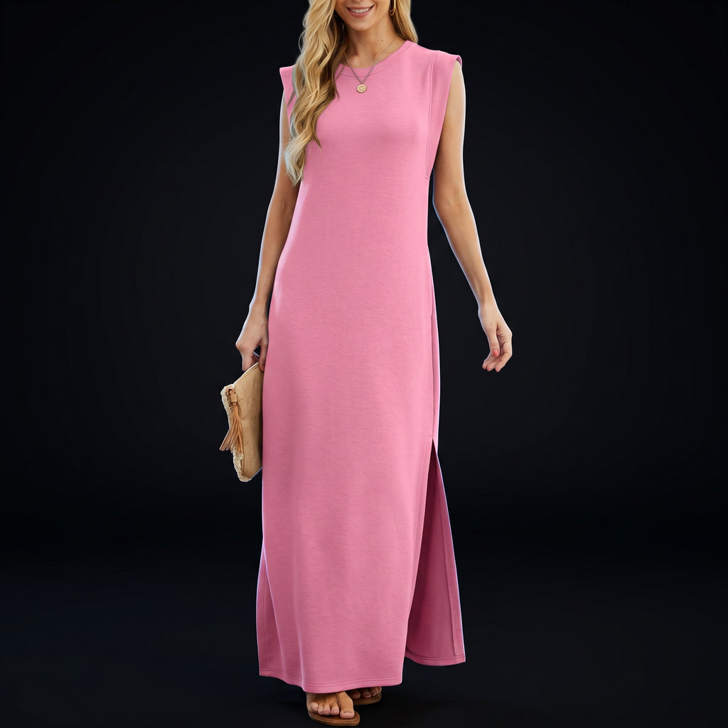 GRECERELLE Women's Summer Maxi Dress - Sleeveless with Split and Pockets