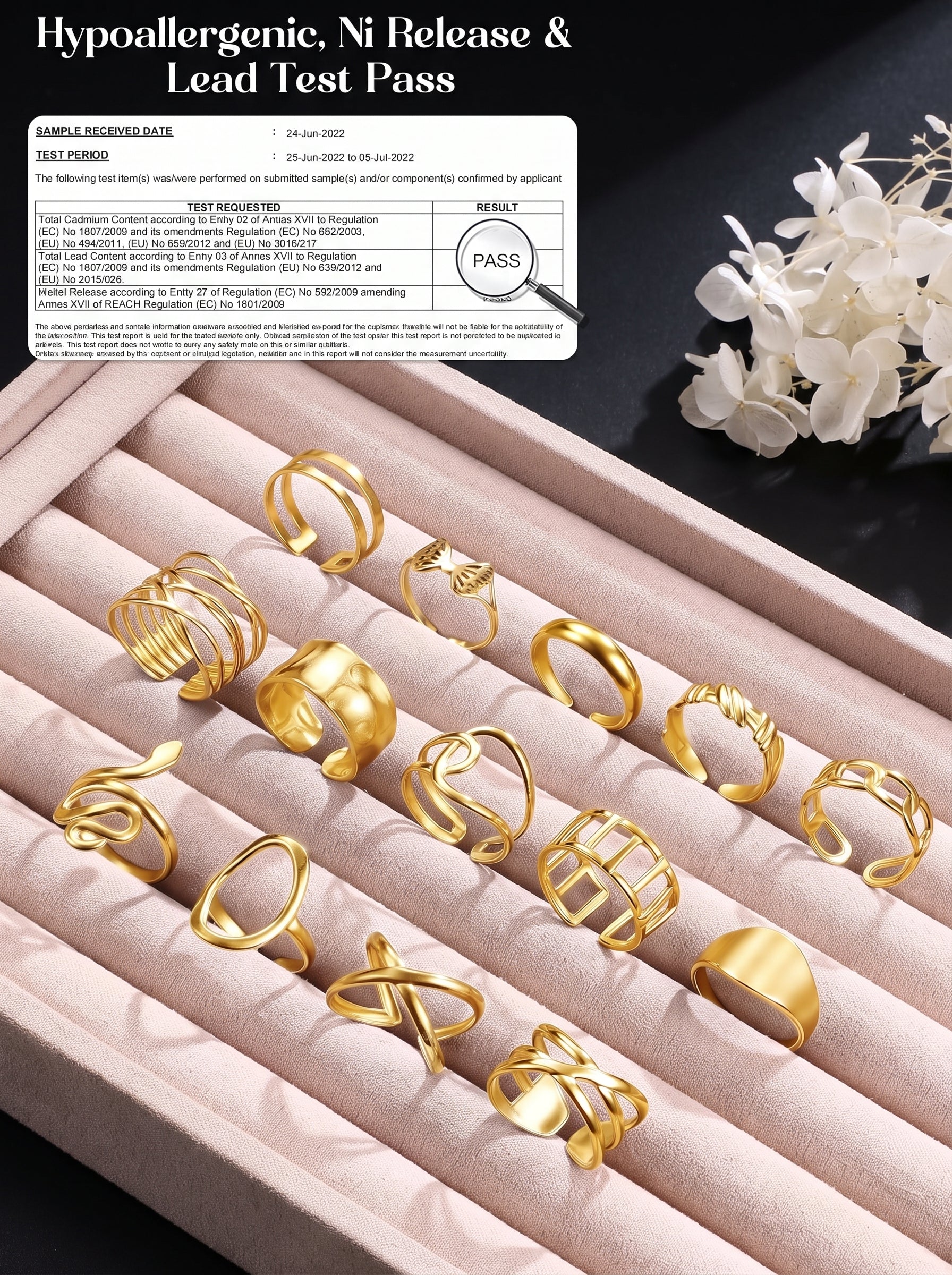LOLIAS 14Pcs Chunky Stacking Rings Set - Stainless Steel Adjustable Knuckle Rings