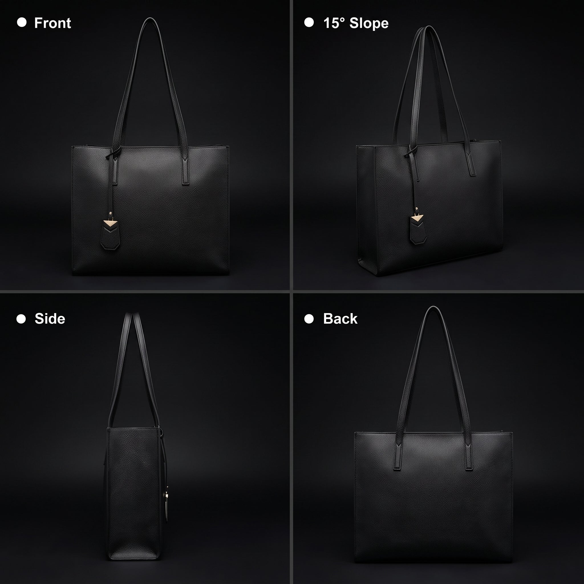 Women's Large Tote Bag - Soft Faux Leather Shoulder Handbag with Zipper