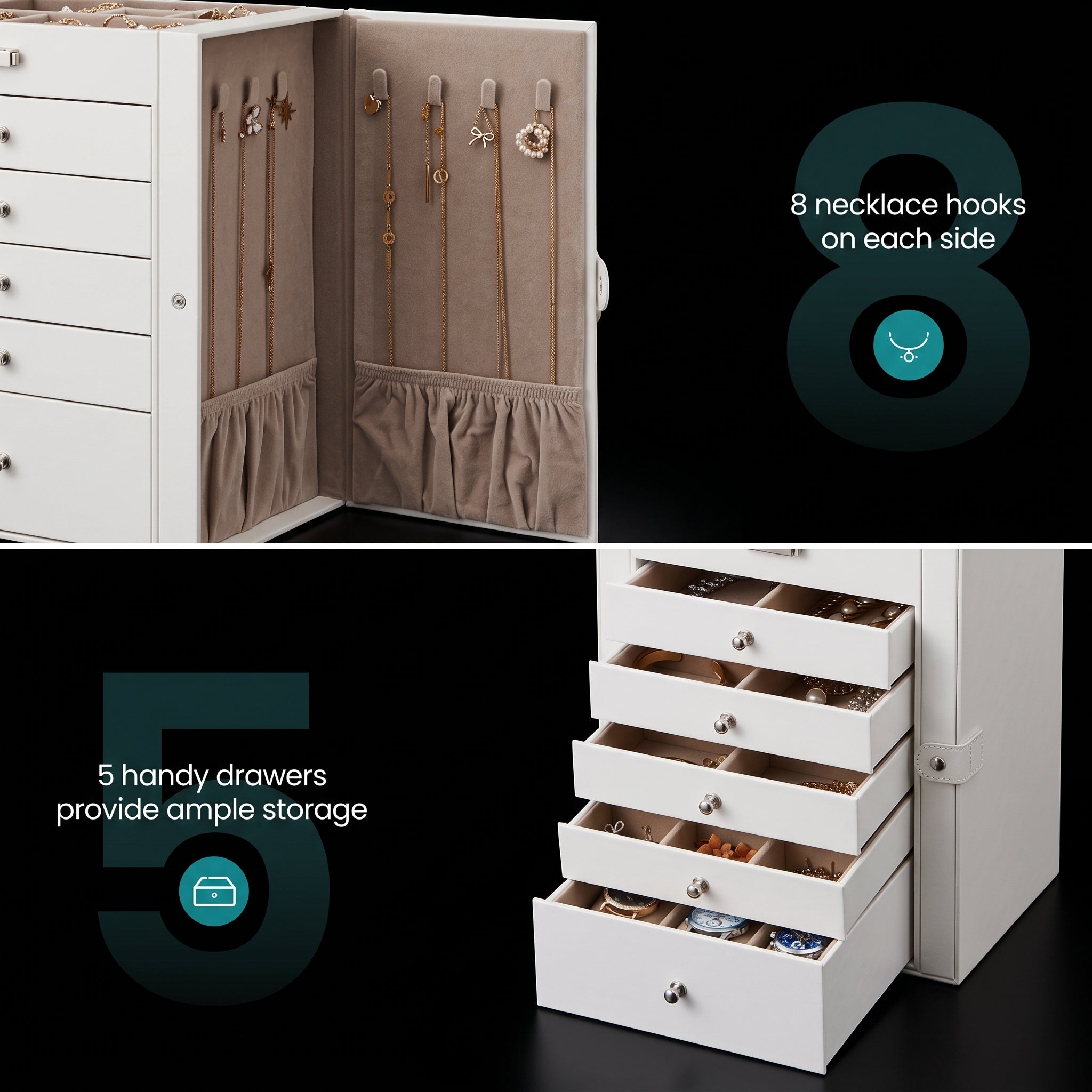 SONGMICS 6-Tier Jewellery Box with Mirror & Lock - JBC152W01