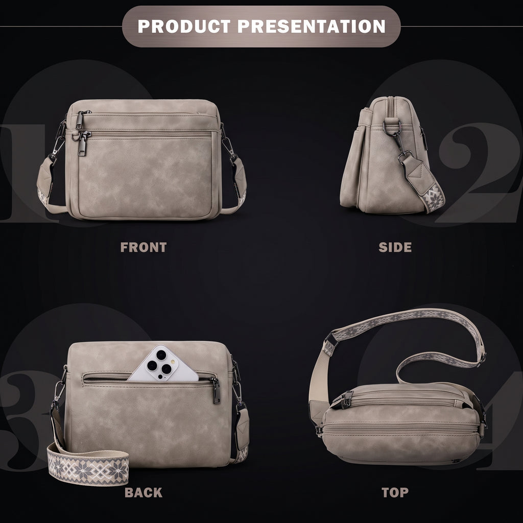 MUIIKOLA Crossbody Bag - Vegan Leather Shoulder Handbag with Built-In Wallet