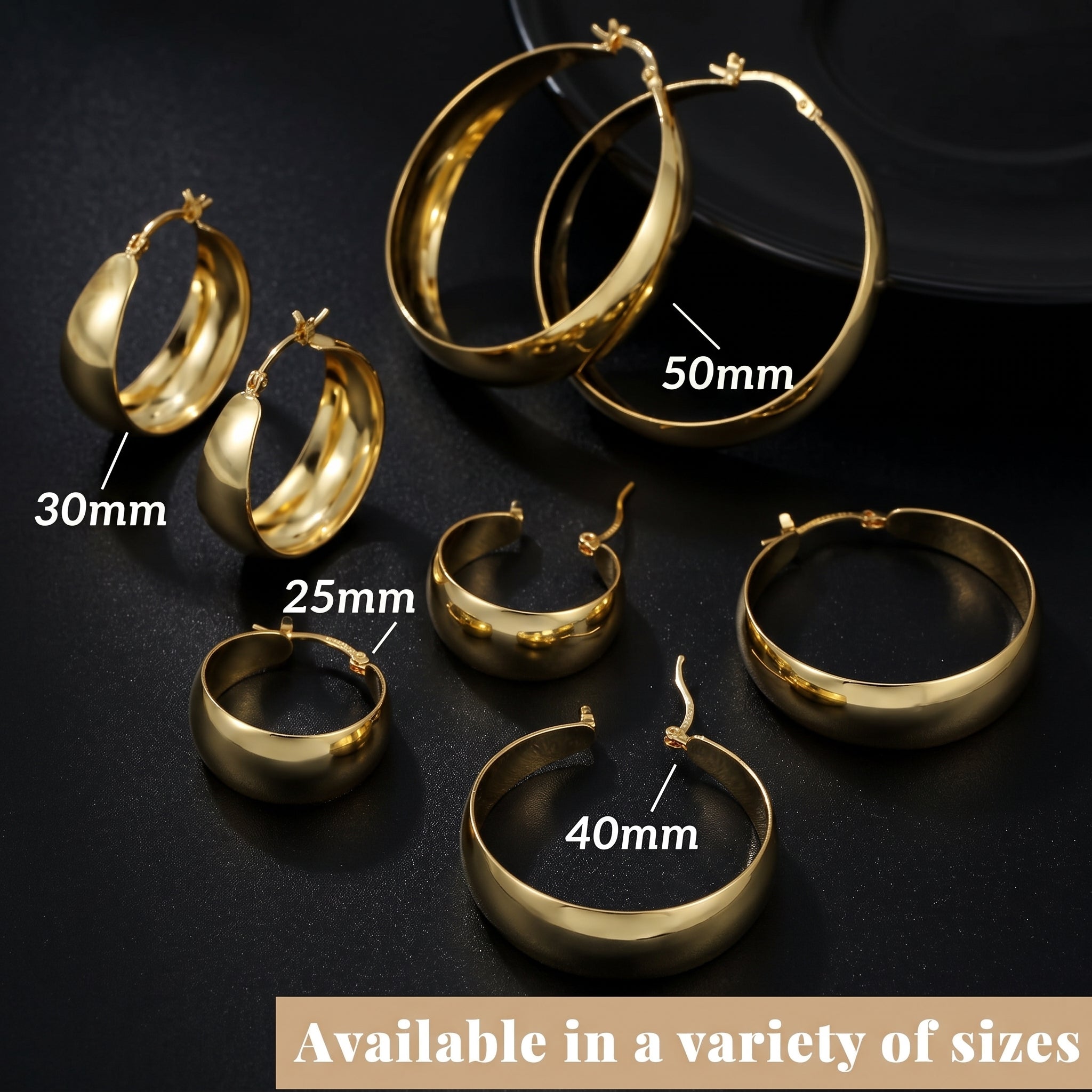 Senteria Chunky Hoop Earrings - 925 Sterling Silver, 14K Gold Plated