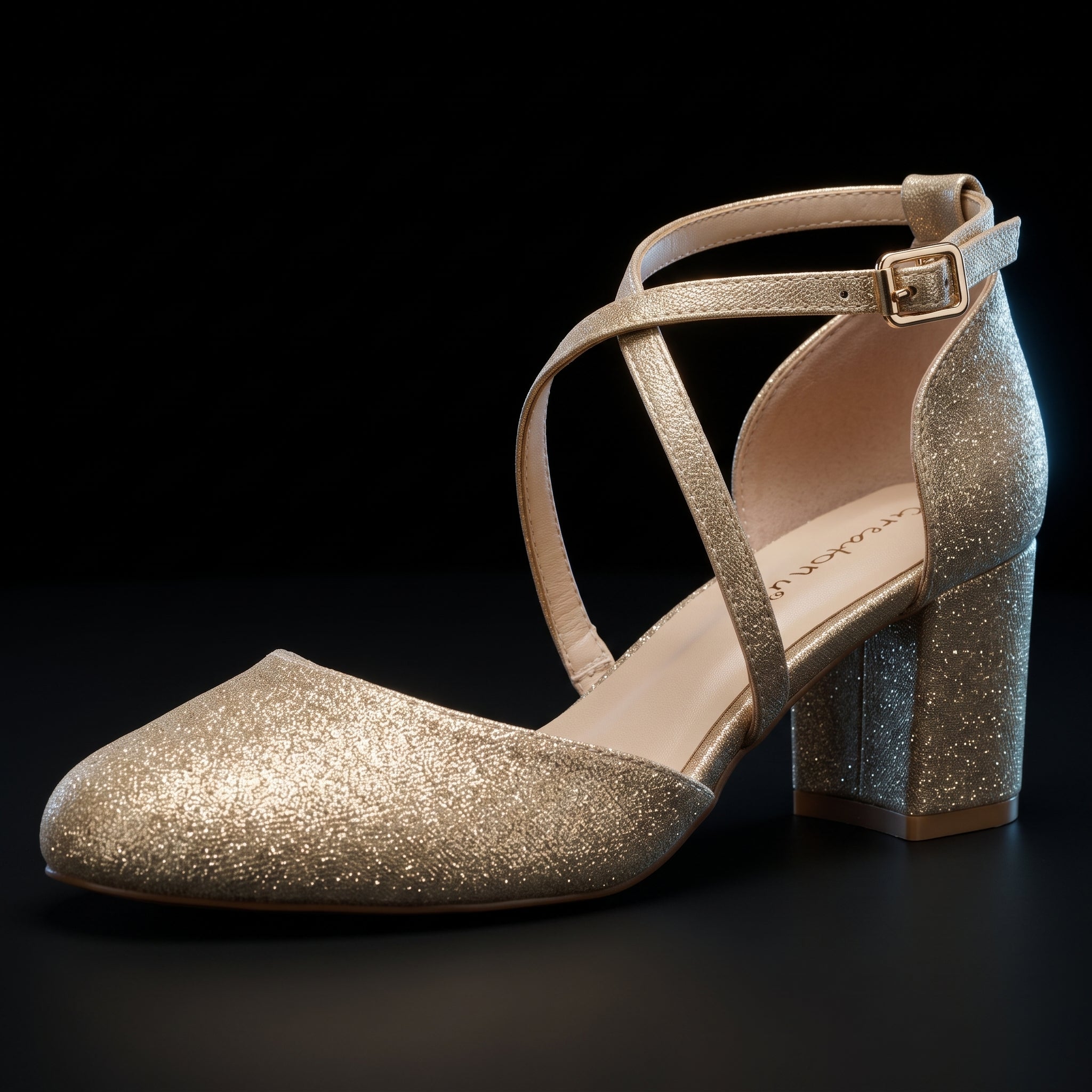 Greatonu Women's Court Shoes - Mid Heel Ankle Strap Party Pumps