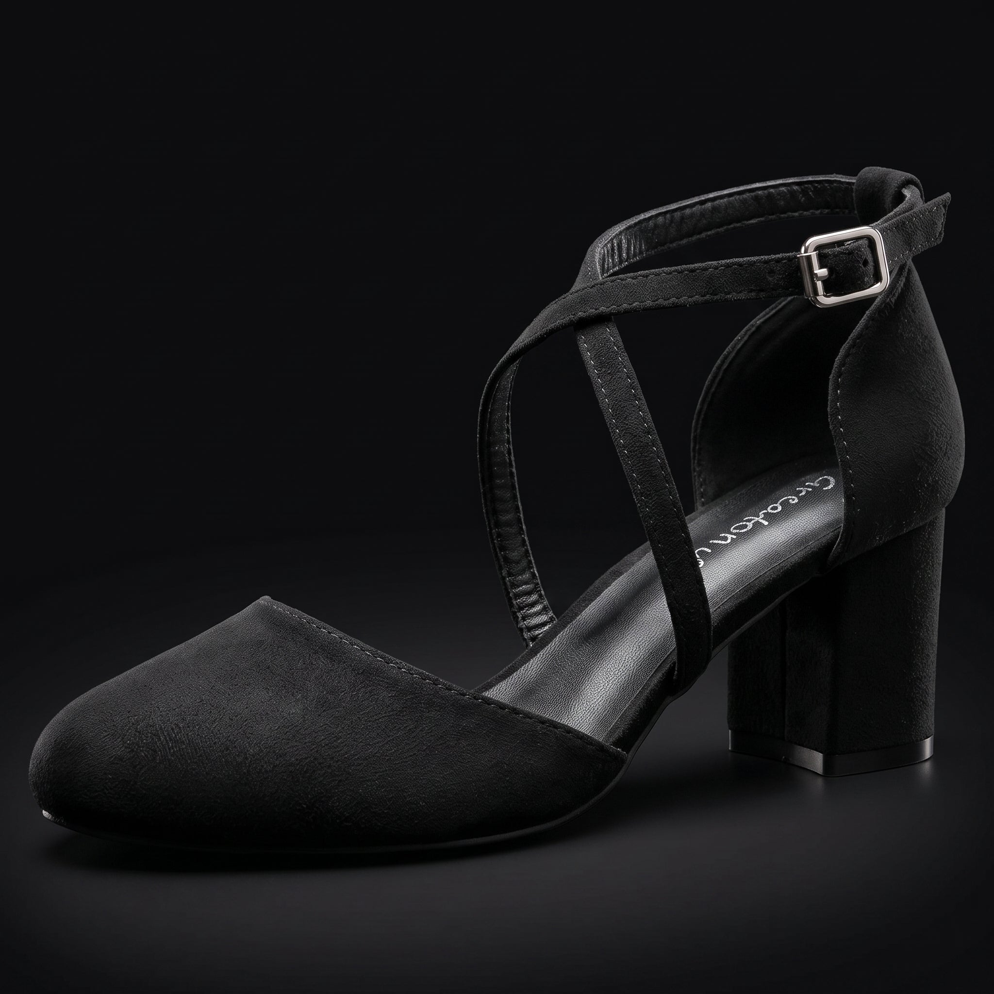 Greatonu Women's Court Shoes - Mid Heel Ankle Strap Party Pumps