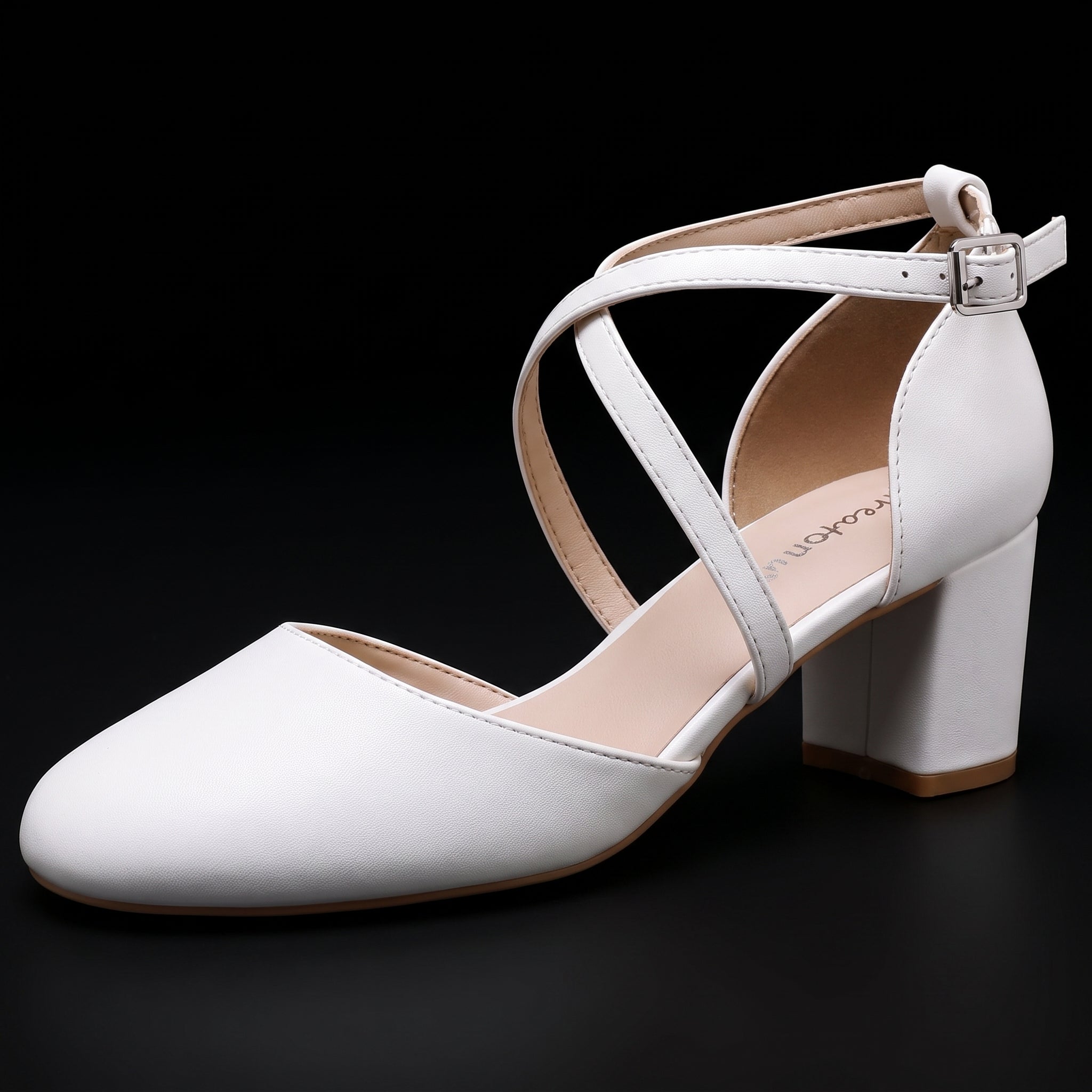 Greatonu Women's Court Shoes - Mid Heel Ankle Strap Party Pumps