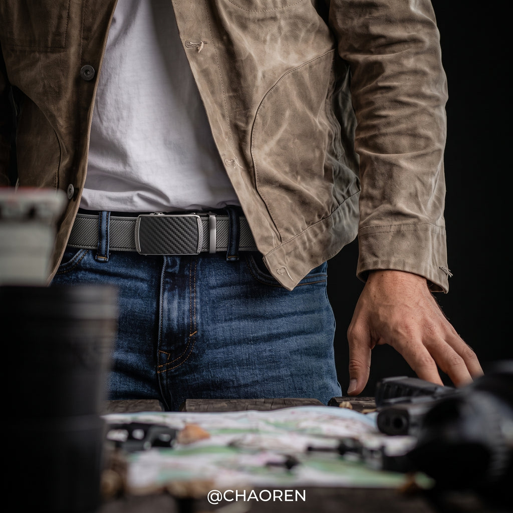 CHAOREN Ratchet Belt for Men - Genuine Leather, 32-38" Waist Adjustable