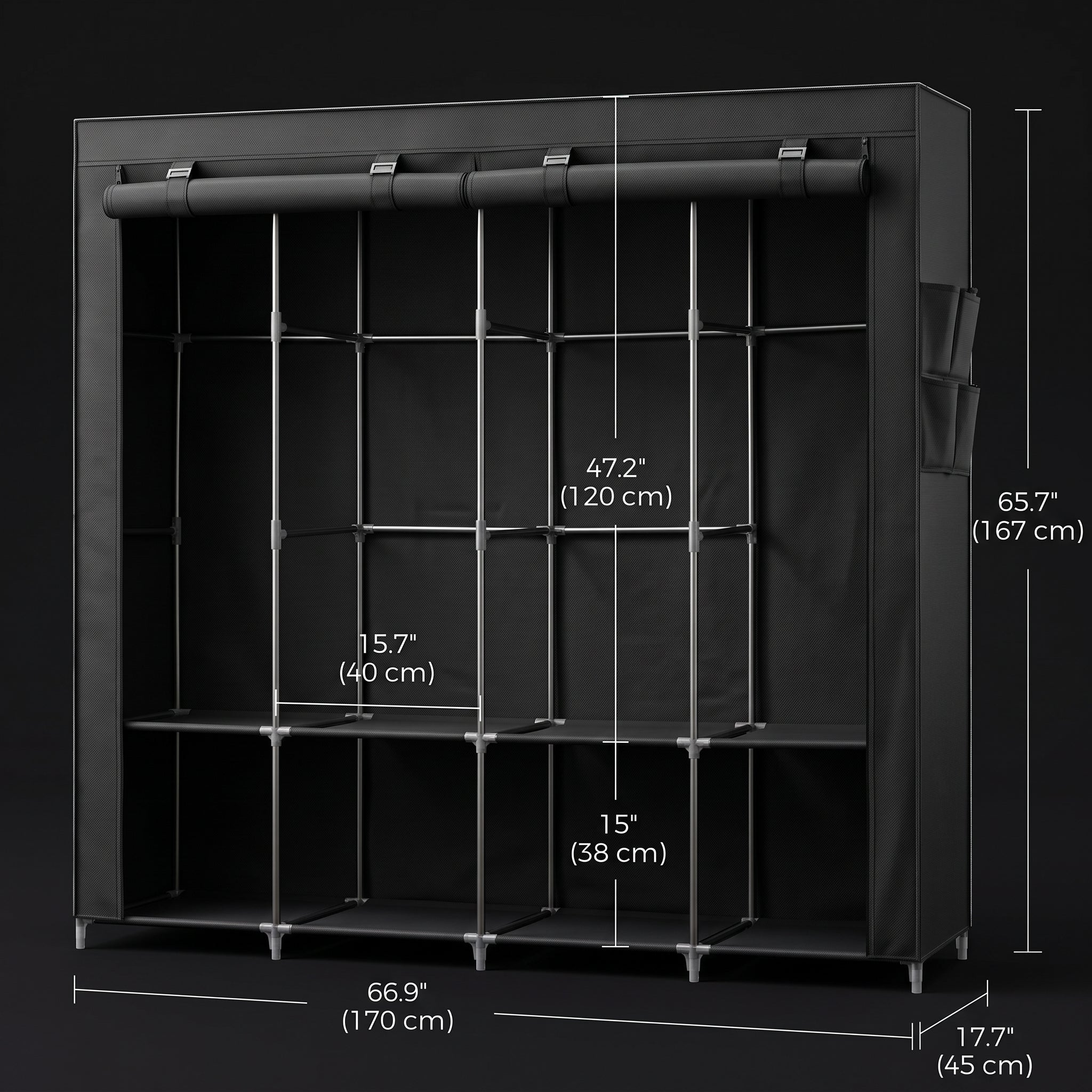 SONGMICS Portable Wardrobe - 4 Column Fabric Clothes Rack with Shelves & Pockets