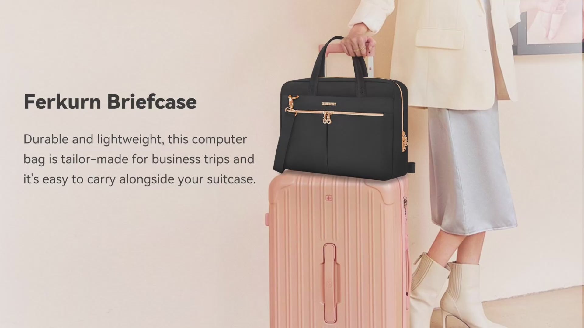 Ferkurn 17-17.3 Inch Laptop Bag Case - Slim Briefcase for Women & Men